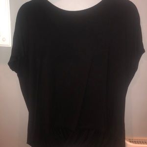 Black open back draped tee